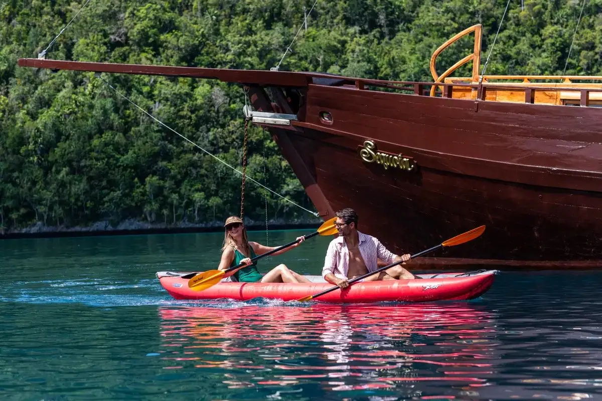 Kayaking beside Sequoia in Raja Ampat