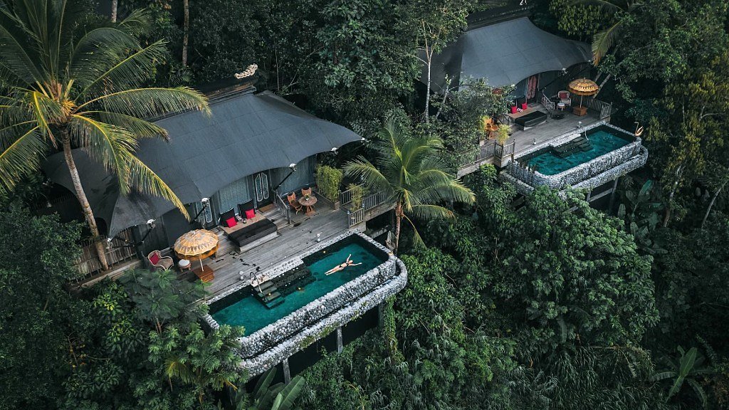 Two tented villas with private pools above the Ubud jungle