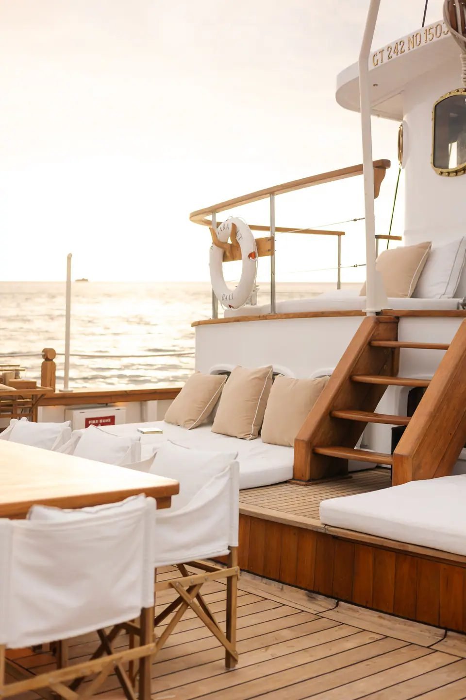 Daybeds along the deck of Mutiara Laut