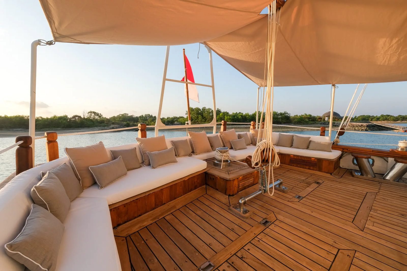 Private terrace off the master cabin on Mutiara Laut