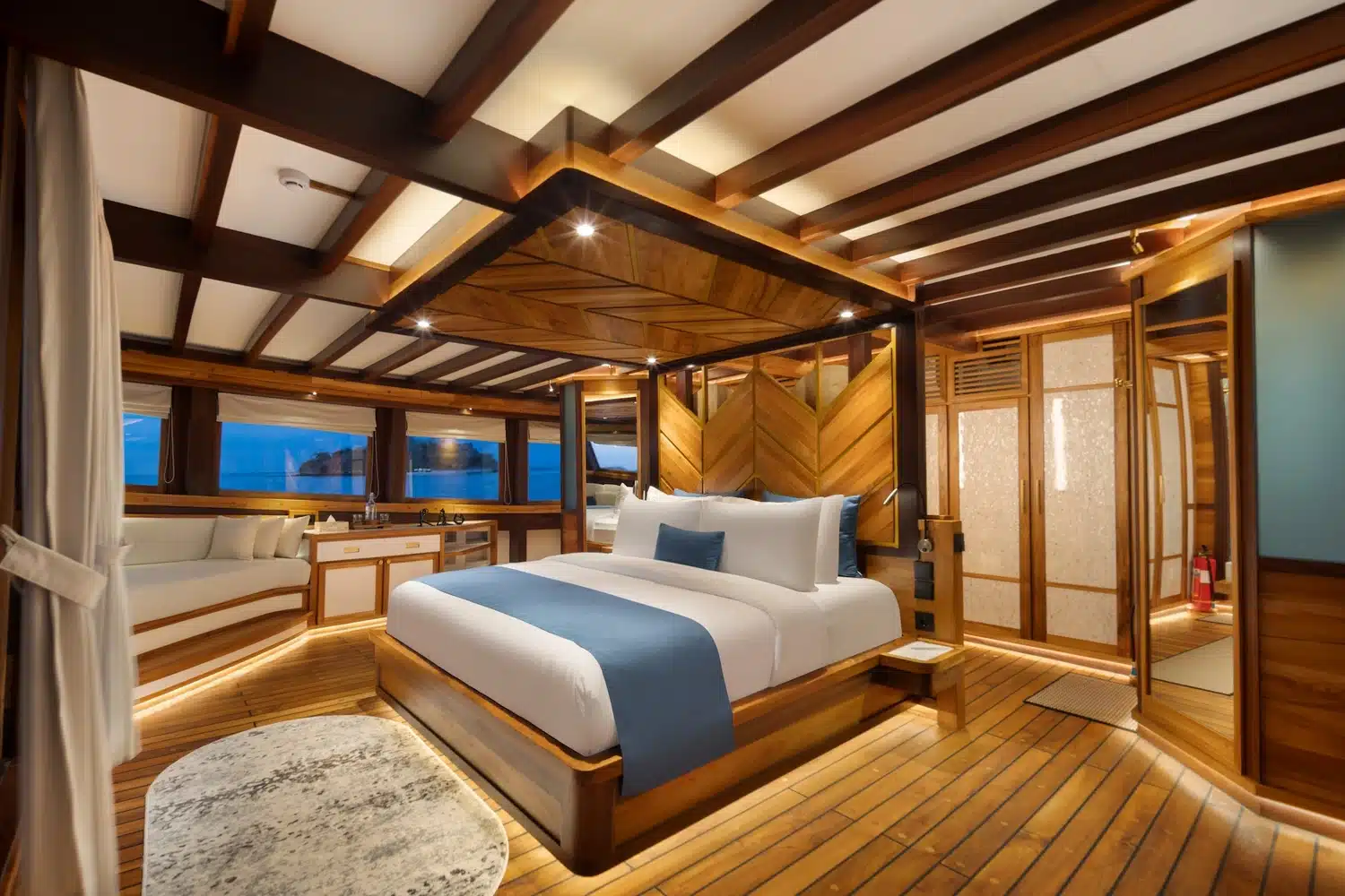 Master suite on Otium at dusk
